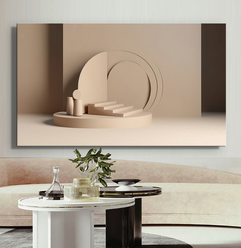 Canvas printed painting, not framed, rolled in tube, subject sandstorm, 3D ilusiion, sandcolors