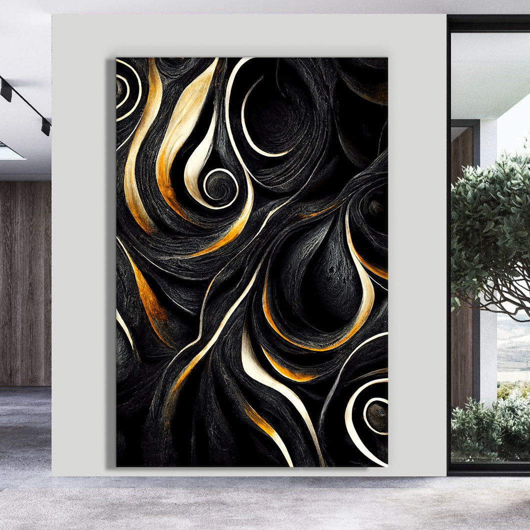Canvas printed painting, not framed, rolled in tube, subject fluids