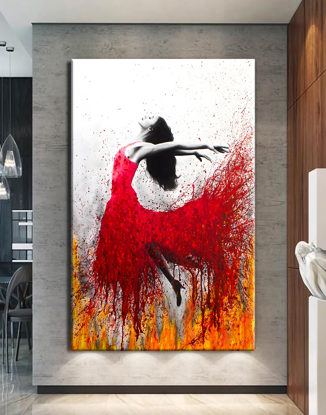 Canvas printed painting, not framed, rolled in tube, subject ballet