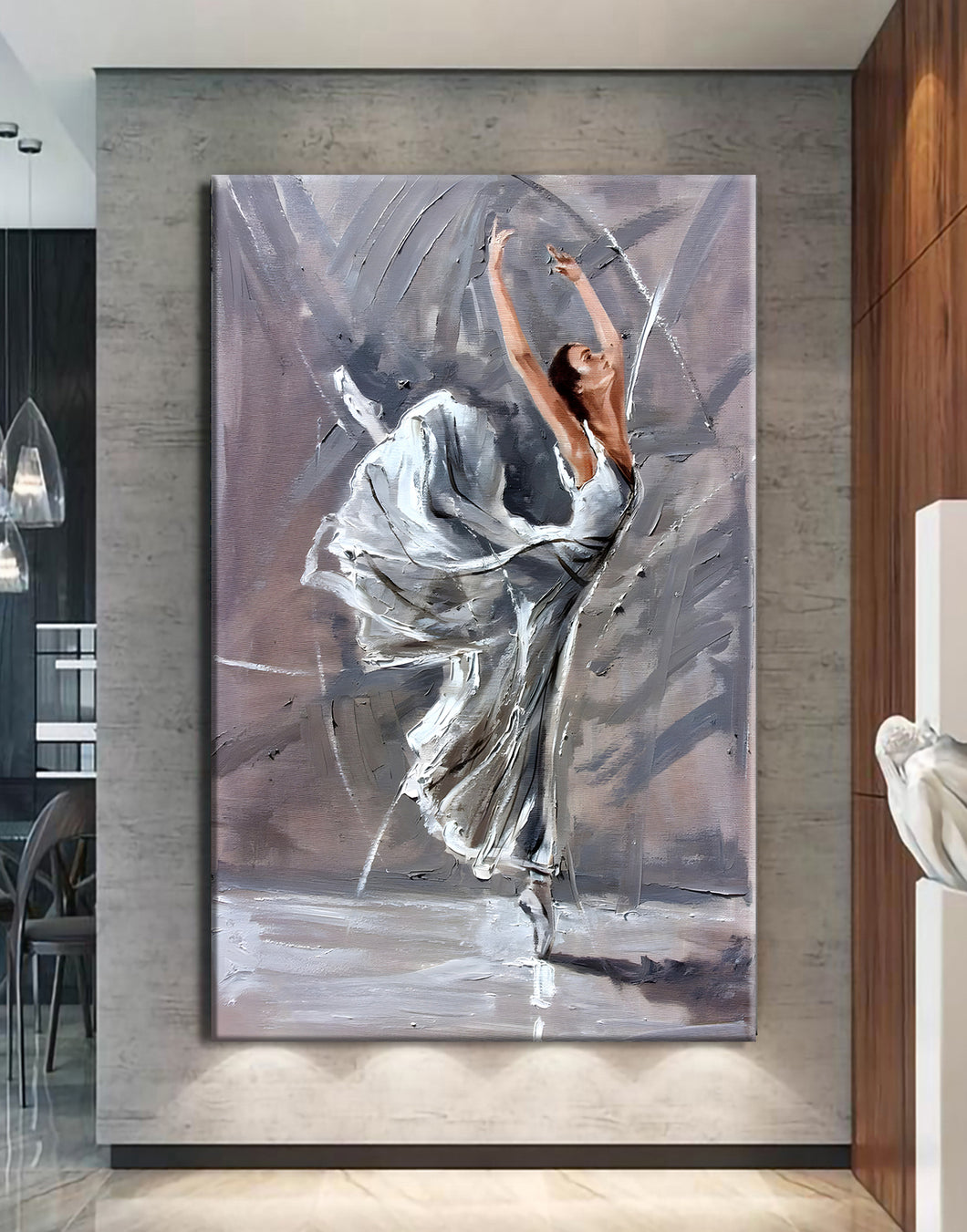 Canvas printed painting, not framed, rolled in tube, subject ballet