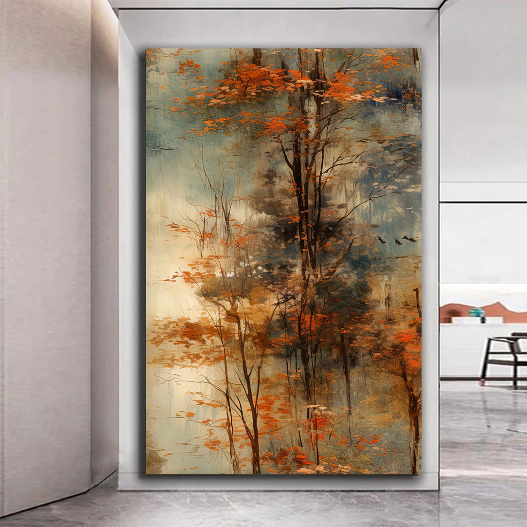 Canvas printed painting, not framed, rolled in tube, subject nature, preries, mountains.